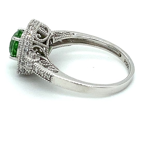 Certified Tsavorite 1.30ct Diamonds Platinum Ring - Picture 5 of 10